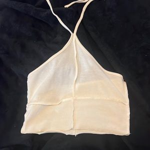 cream halter neck top
